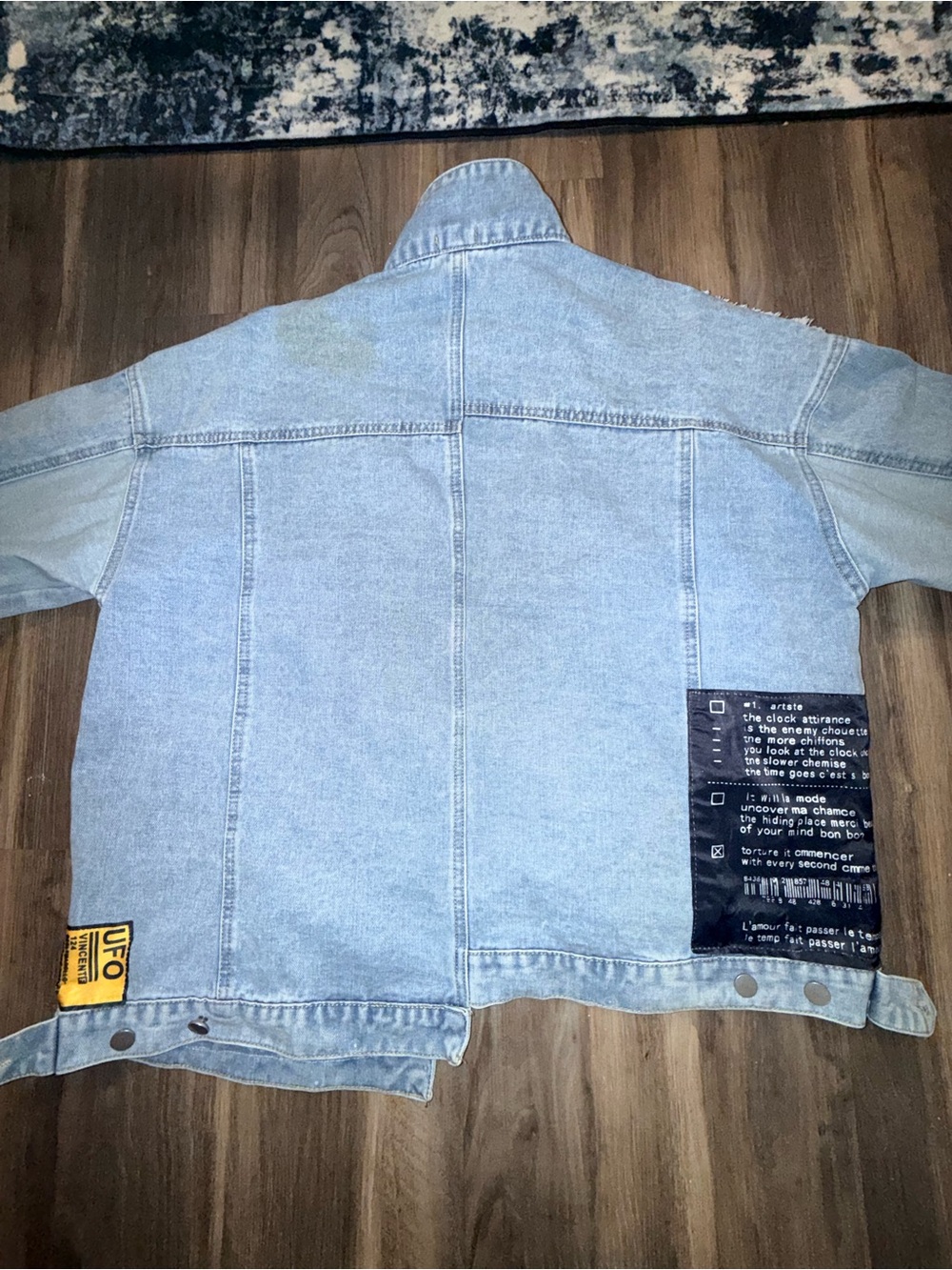 Denim Patchwork Jacket - Light Blue with Multicolor Patches Daisey one of a kind - Picture 9 of 13